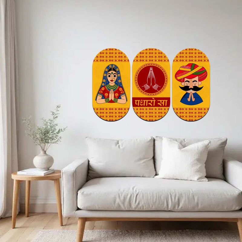 Rajasthan Padharo Sa Traditional Welcome for Home Entrance & Decor Indian Cultural Wall Art